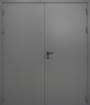 Противопожарная равностворчатая дверь серого цвета Противопожарная равностворчатая дверь серого цвета